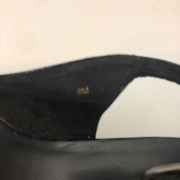 VANELi Sandals Womens 8M Black Patent Peep Toe Slingback Cork Wedge 3.5 inch - Picture 7 of 8